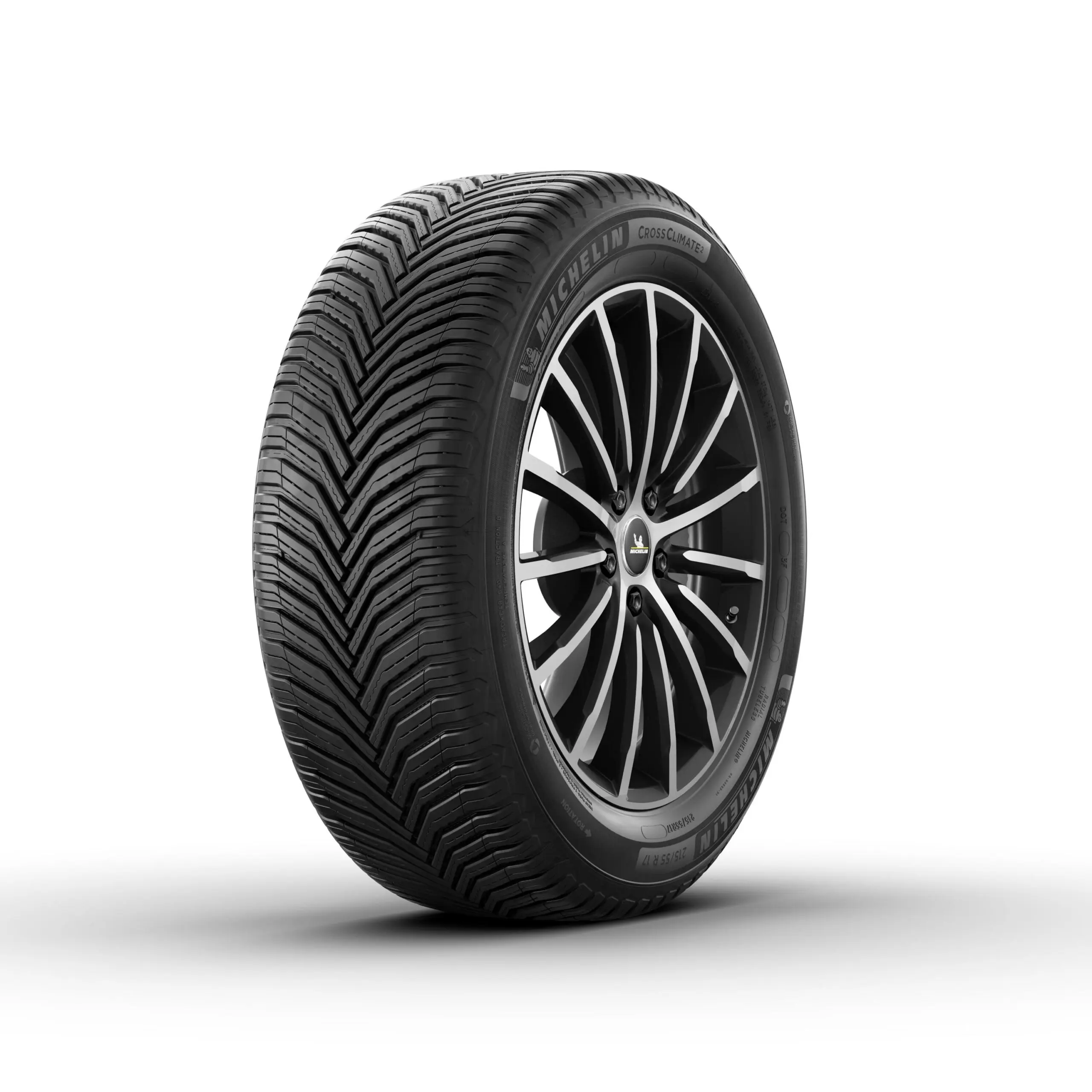 Mich – Cross Climate 2 A photograph of a Michelin Cross Climate tire on a white background