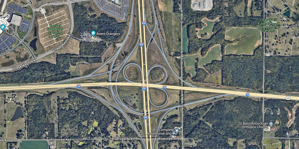 Interchange at I-70 and I-435. 