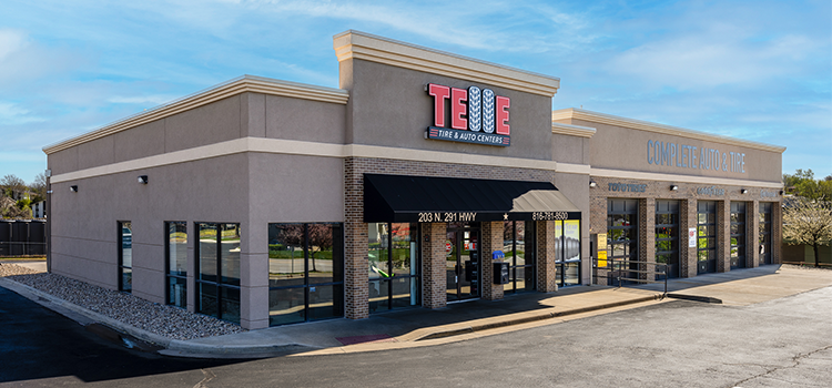 Storefront newly-opened Telle Tire location greater KCMO area
