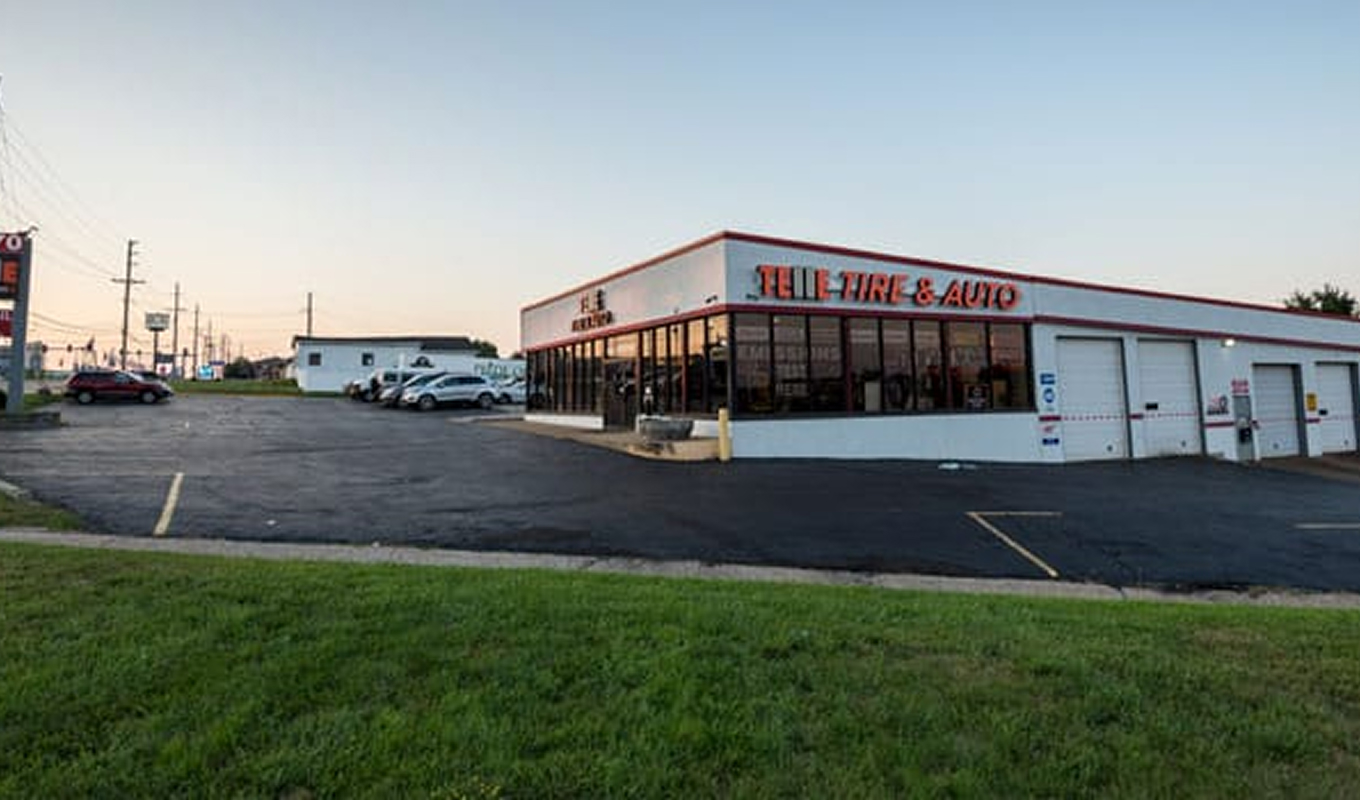 The exterior of the Telle Tire & Auto Centers in Bridgeton, Missouri.