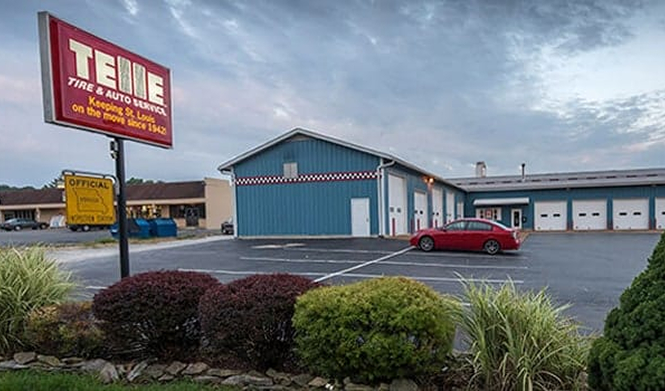 The exterior of the Telle Tire & Auto Centers location in Fenton, Missouri.