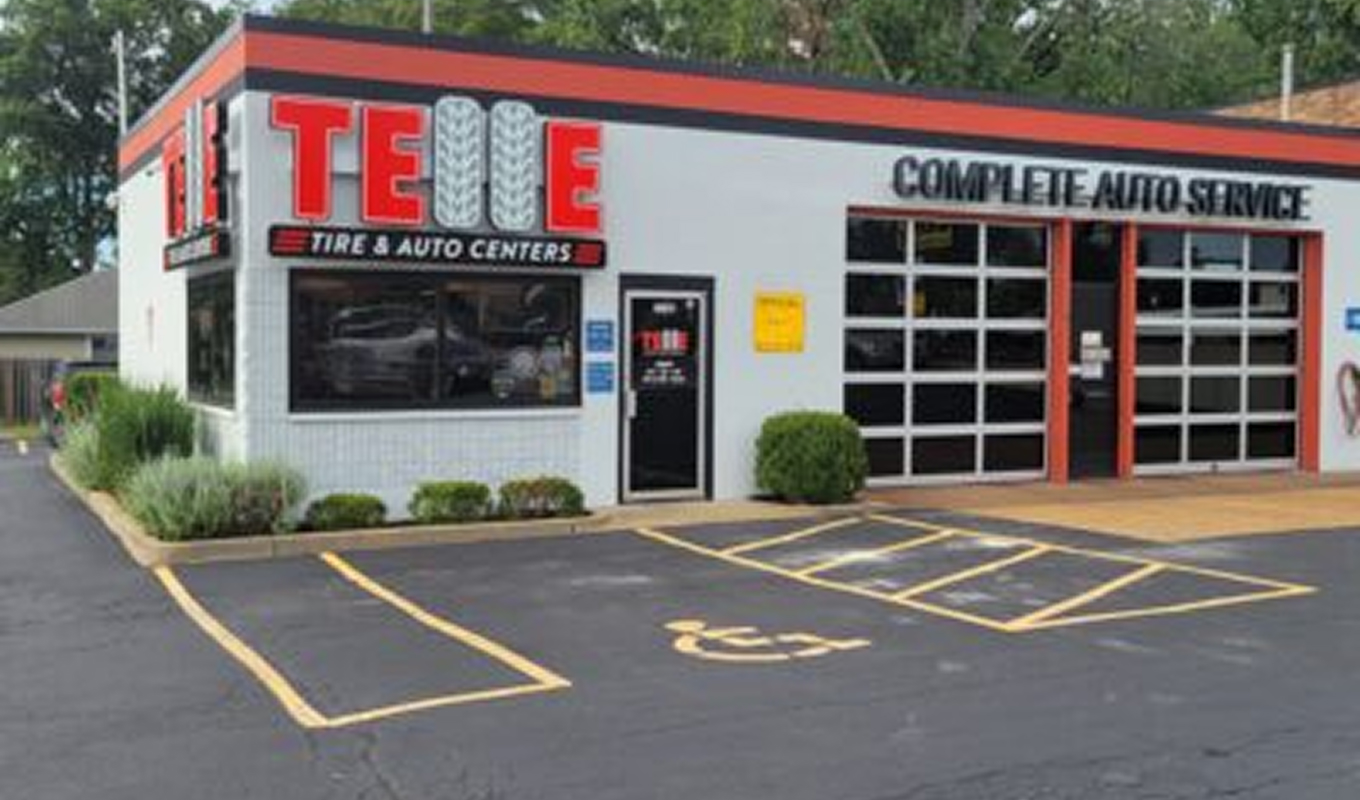 The exterior of the Telle Tire & Auto Center location in Kirkwood, MO.