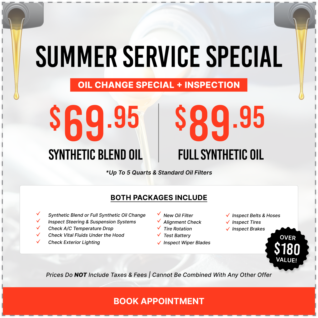 Summer Service Special oil change special and inspection