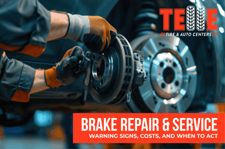 Mechanic performing a brake service at Telle Tire & Auto Centers