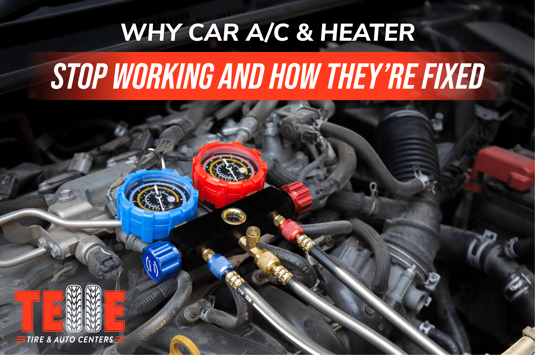 Car AC system diagnostics in auto repair shop