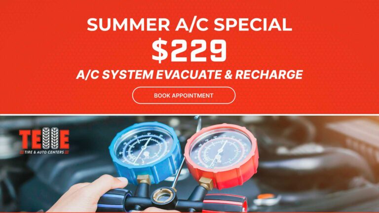 Technician performing an A/C recharge service at Telle Tire in Missouri