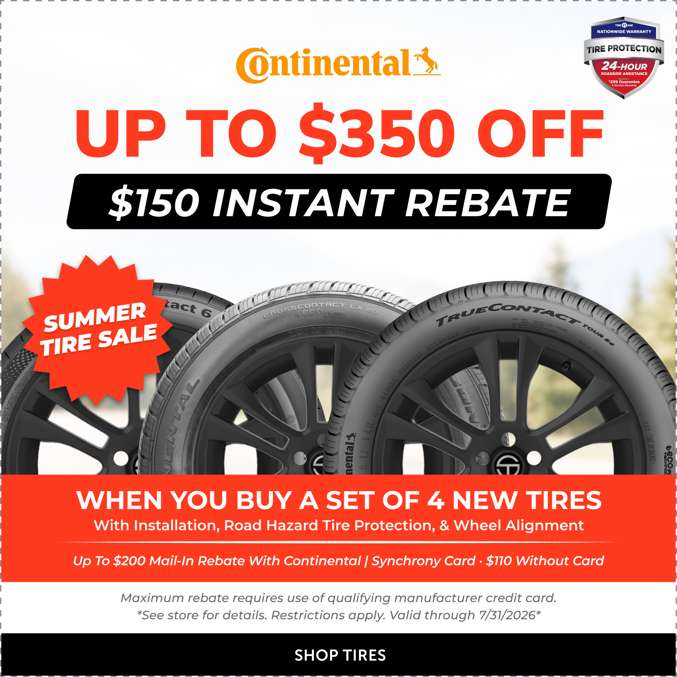 Tire Savings Event $100 Instant Rebate