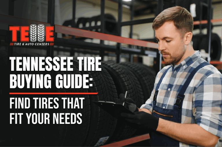 Technician inspecting new all-season tires for a customer in Tennessee