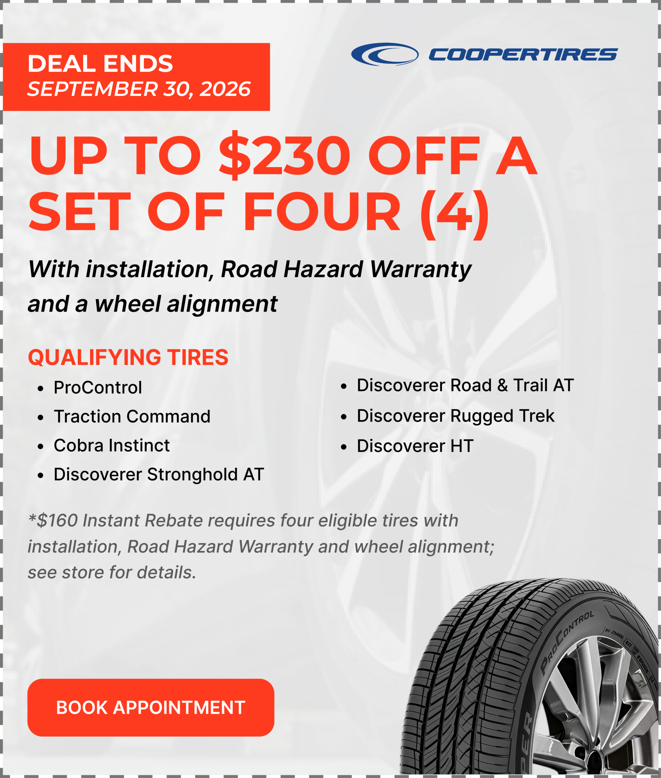 Save $230 on qualifying Cooper tires — Shop Tires