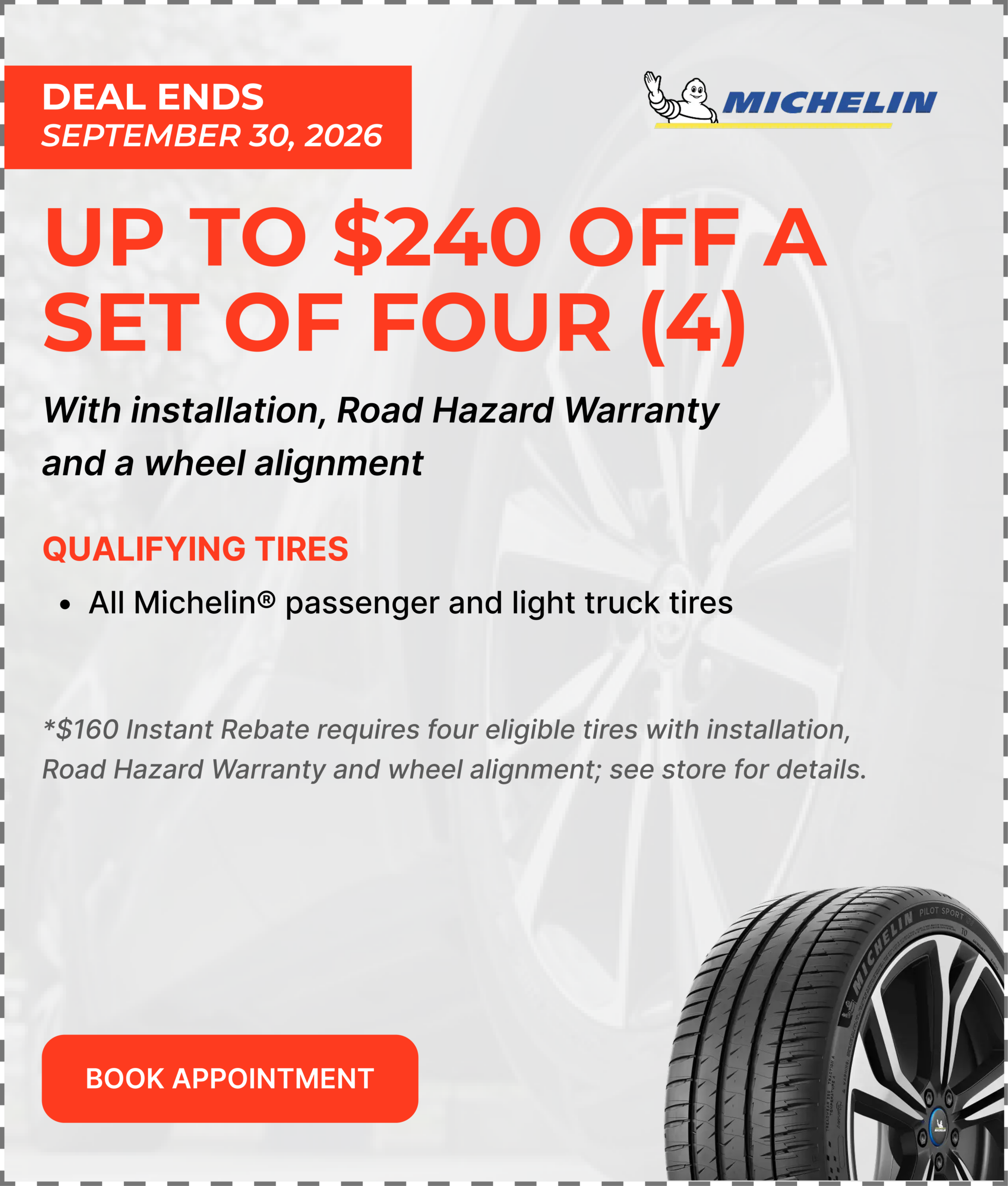 Save $240 on qualifying Michelin tires — Redeem Offer