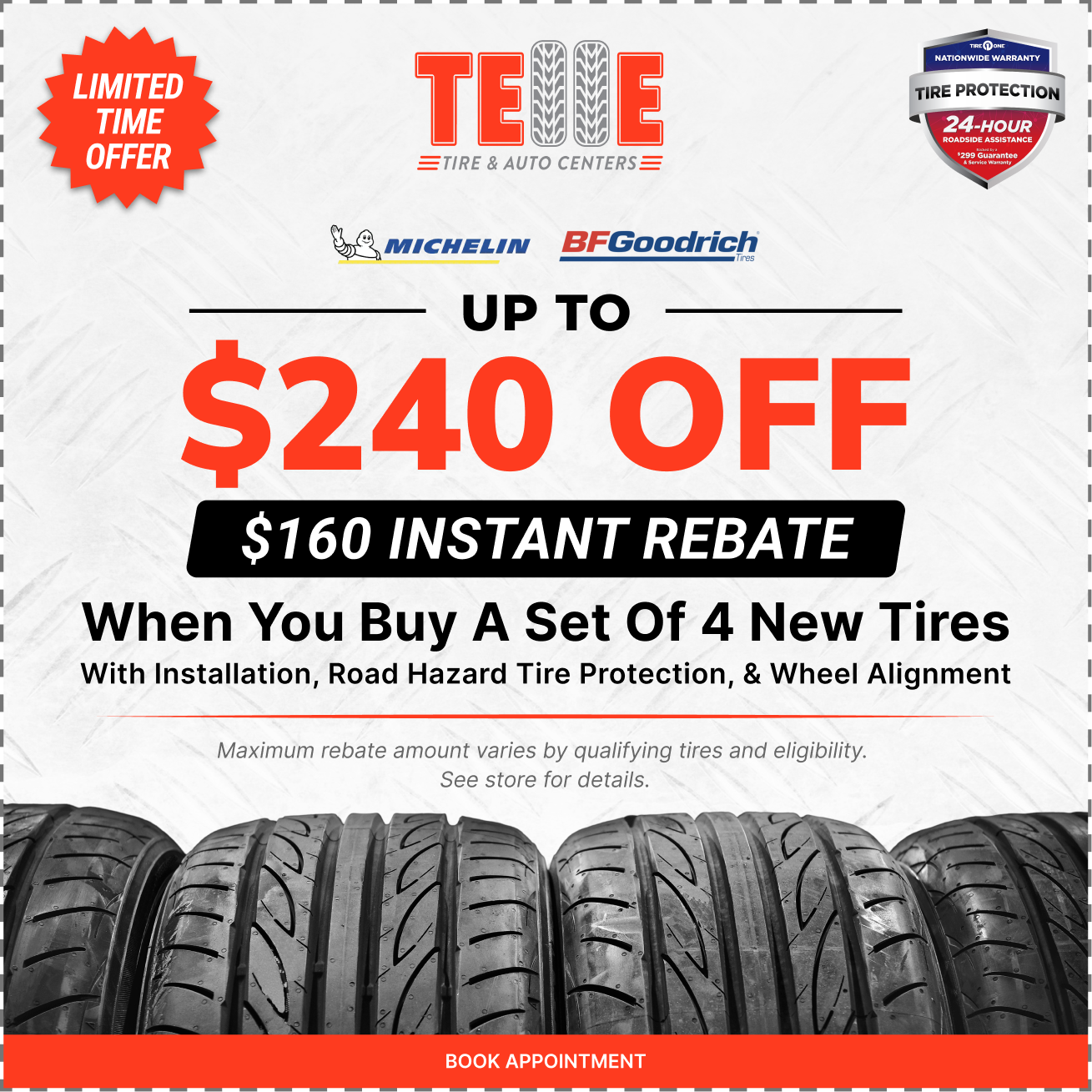 Tire Savings Event $160 Instant Rebate