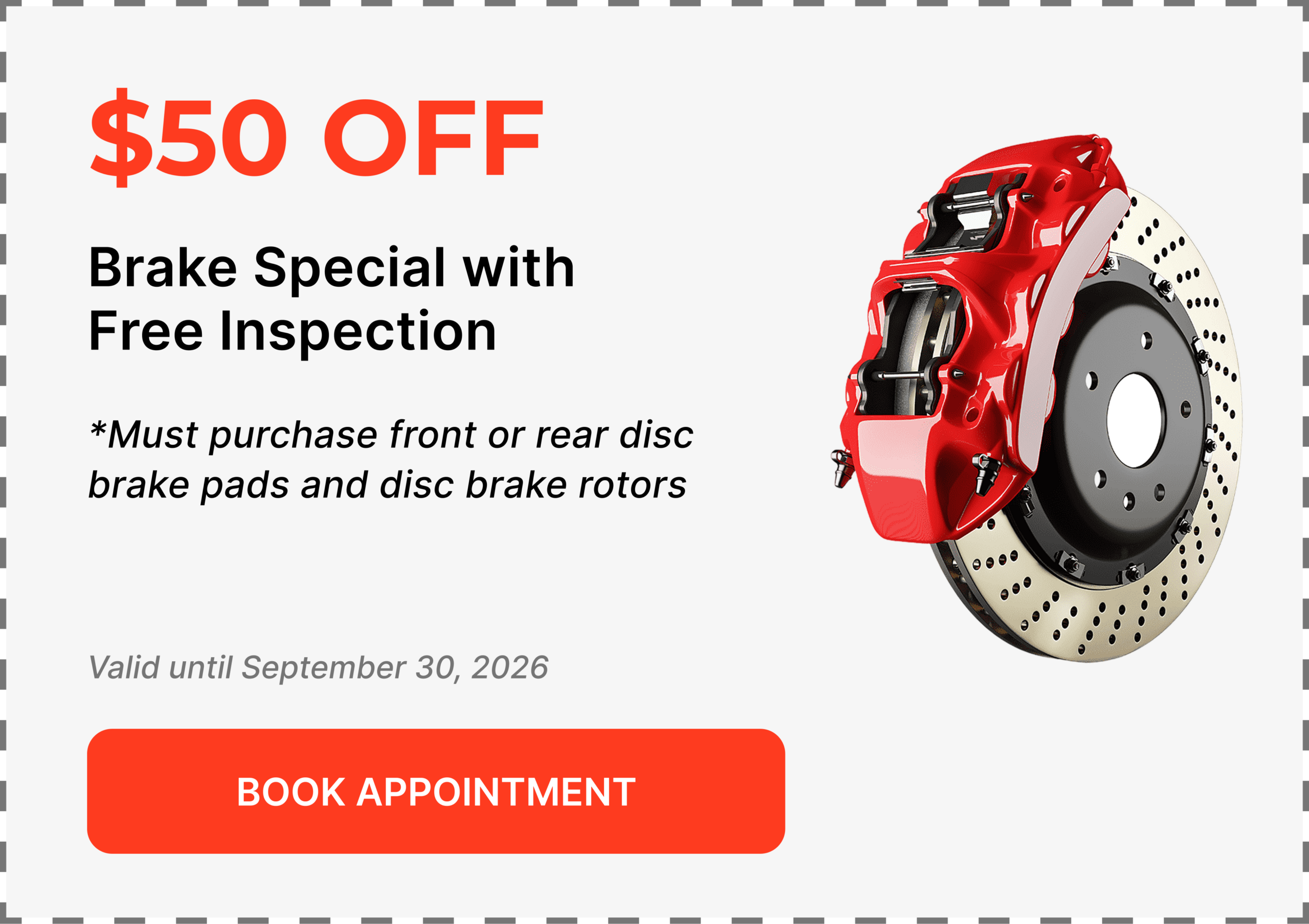 $50 off complete brake service — Book Appointment