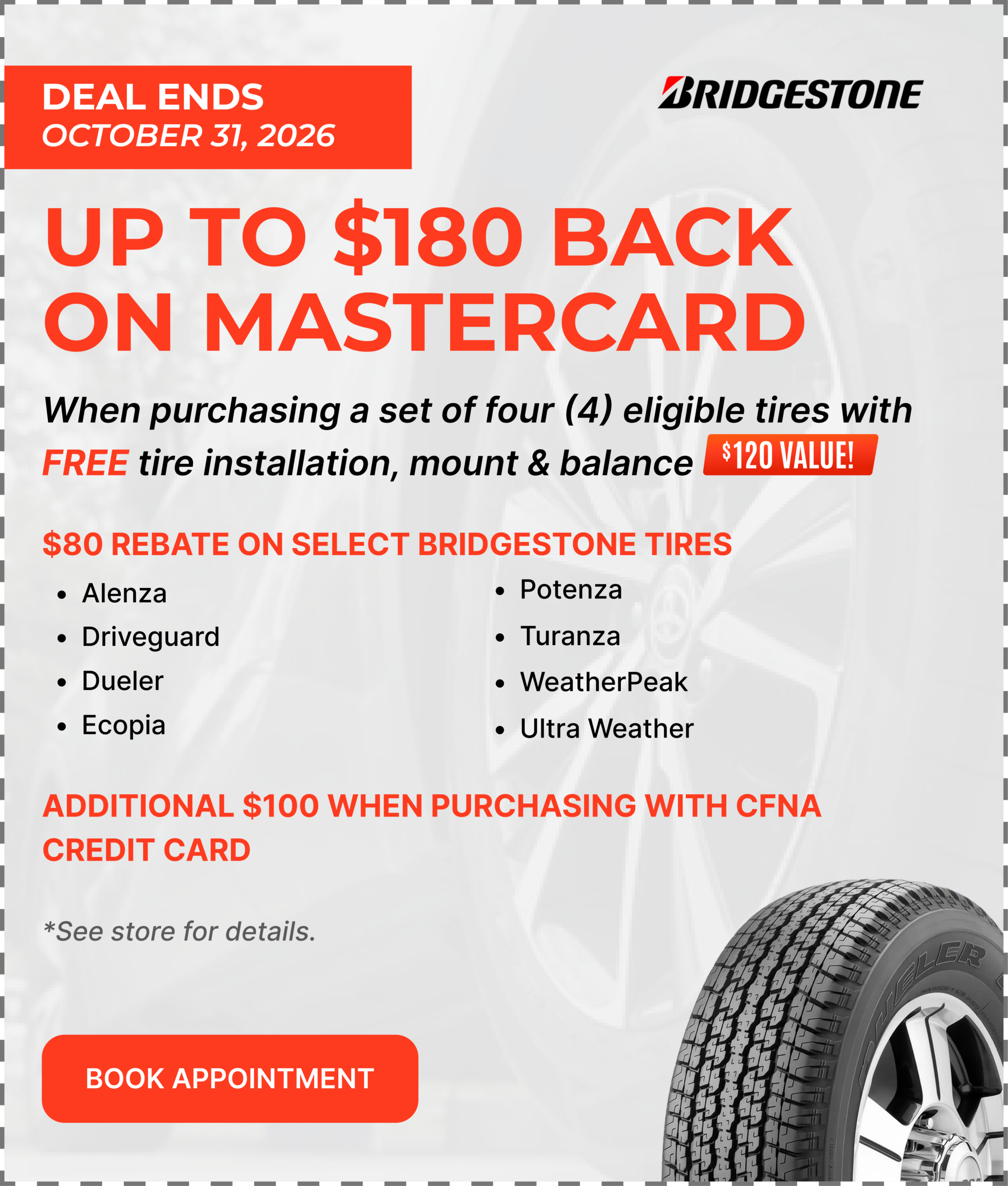 Get $160 back instantly when you buy a set of four eligible tires — Shop Tires