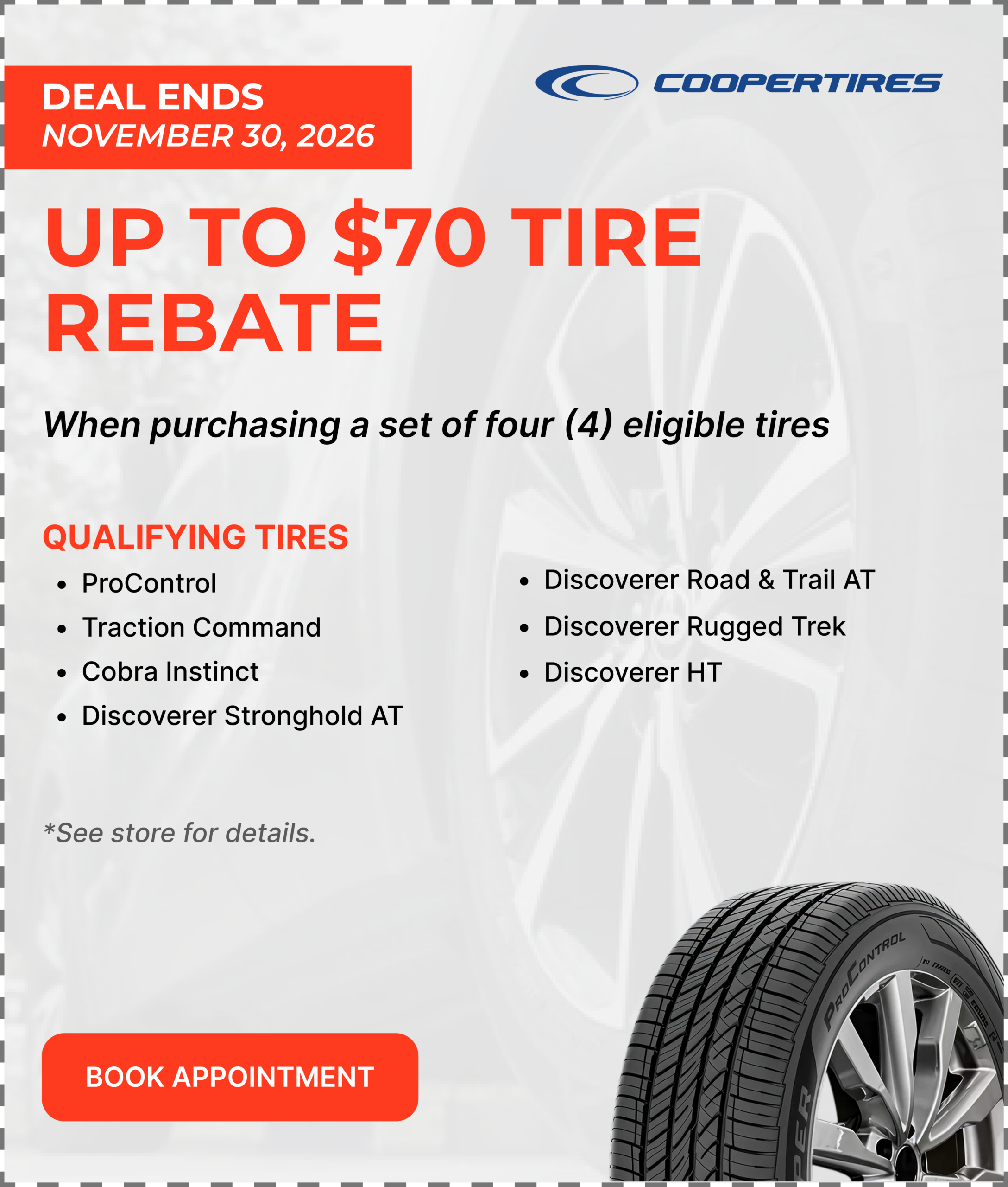 Save $230 on qualifying Cooper tires — Shop Tires