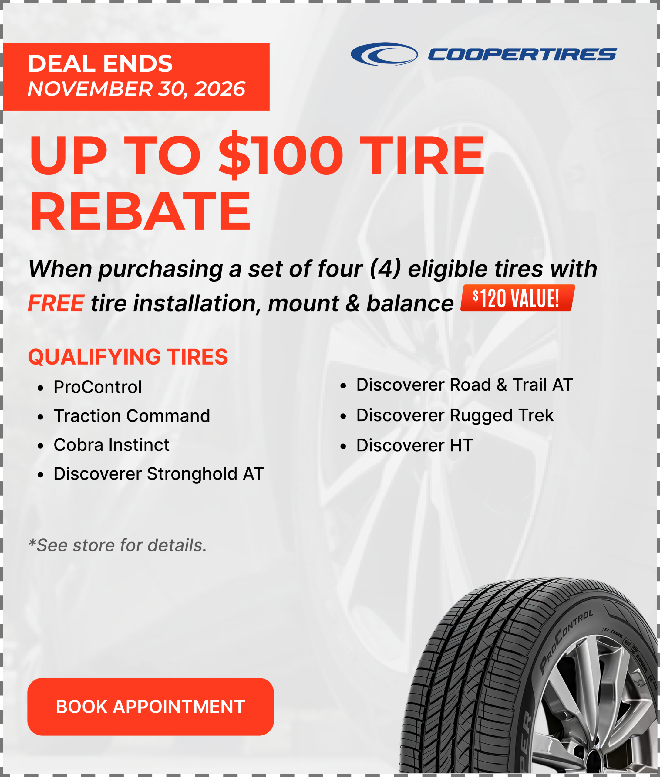 Save $230 on qualifying Cooper tires — Shop Tires