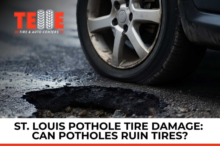 St Louis pothole tire damage on a vehicle tire