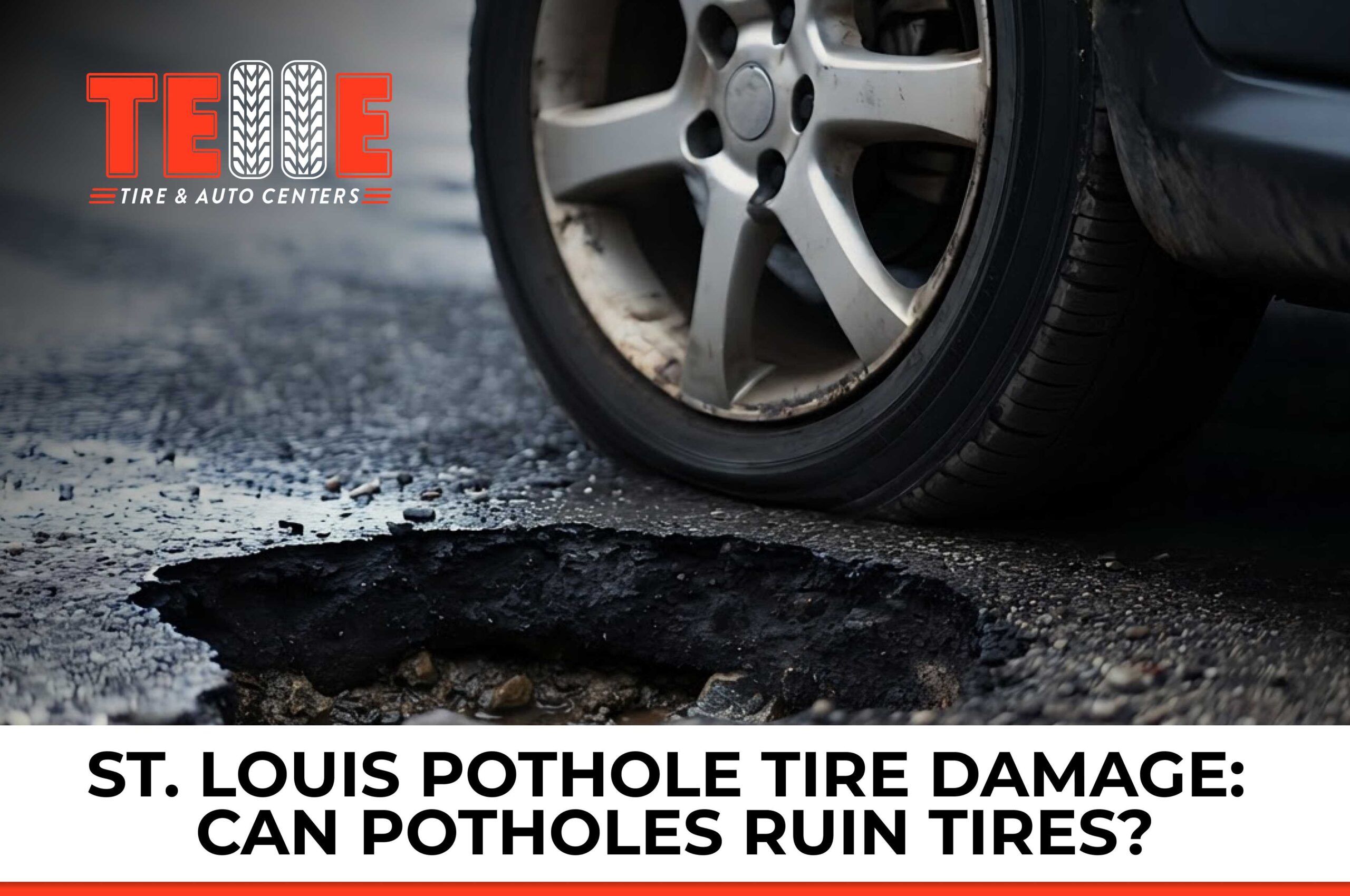 St Louis pothole tire damage on a vehicle tire