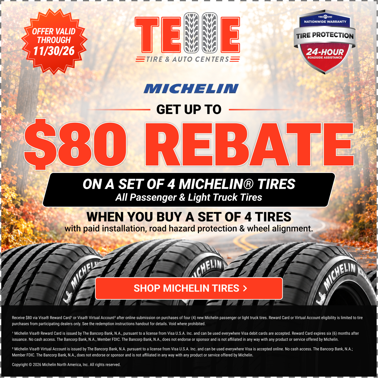 Tire Savings Event $160 Instant Rebate